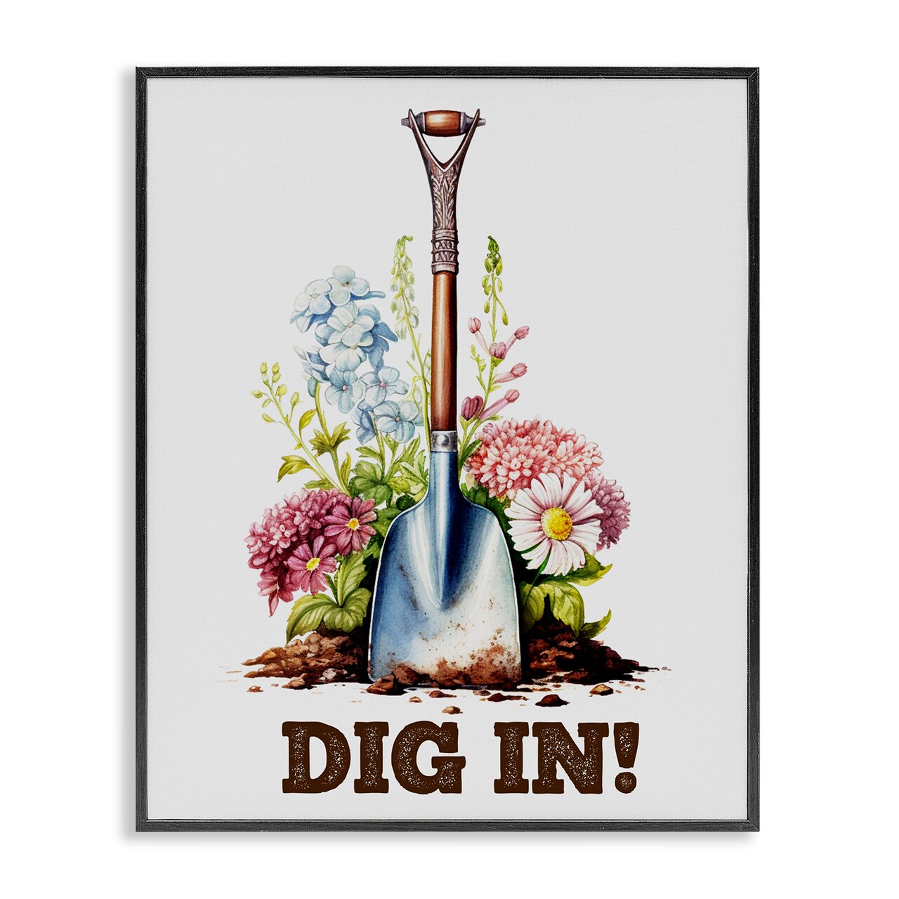 Stupell Industries Dig In Gardening Phrase Framed Giclee Wall Art Design by Karen Smith
